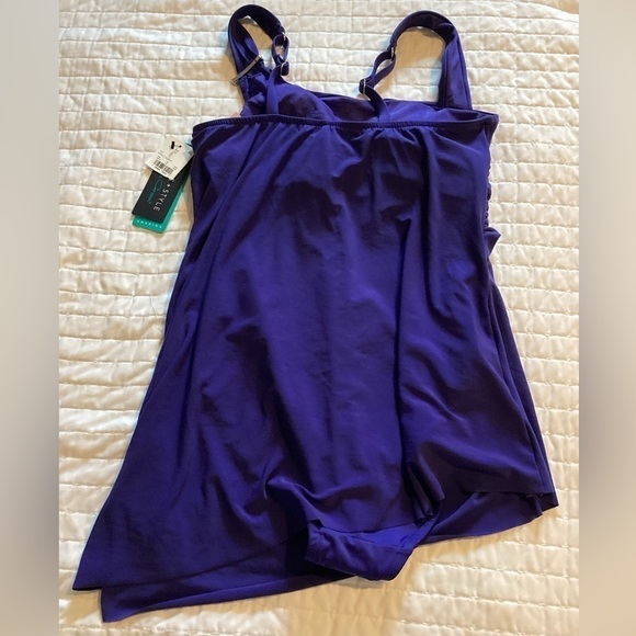 Nwt Shape + Style by Aqua Green Size 8 Angled Skirt Asymmetrical Swim Dress - Picture 3 of 6